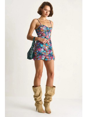 Shade Kadın Ince Askılı Drape Detaylı Kısa Elbise