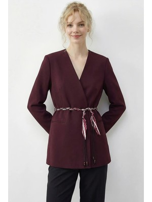 Shade Kadın Kruvaze Yaka Fular Kemerli Kadın Blazer Ceket