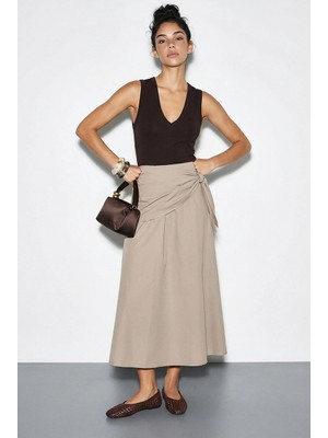 Shade Kadın Belden Bağlamalı Uzun Kloş Etek