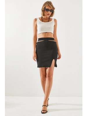Shade Kadın Bel Detaylı Yırtmaçlı Etek
