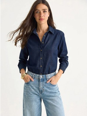 Shade Kadın Regular Fit Denim Gömlek