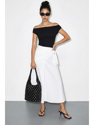 Shade Kadın Belden Bağlamalı Uzun Kloş Etek