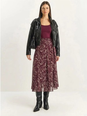 Shade Kadın Etnik Desen Bağlamalı Astarlı Şifon Etek