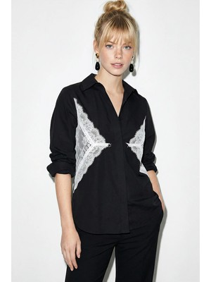 Shade Kadın Belden Dantel Detaylı Arkası Bağlamalı Gömlek