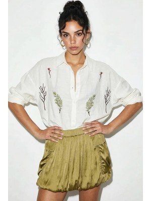 Shade Kadın Nakış Işlemeli Mevsimlik Oversize Gömlek