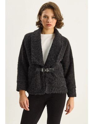 Shade Kadın Kemerli Astarlı Keçe Ceket Kaban