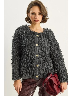 Shade Kadın Oversize Saçaklı Triko Hırka