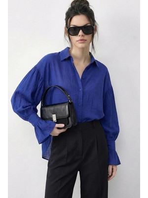 Shade Kadın Fırfır Manşet Detaylı Oversize Gömlek