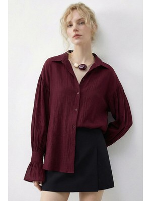 Shade Kadın Fırfır Manşet Detaylı Oversize Gömlek