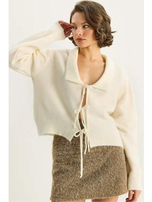 Shade Kadın Yakalı Bağlama Detaylı Triko Hırka