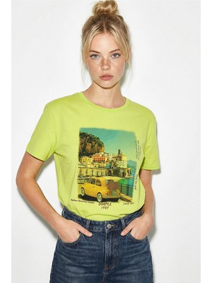 Shade Kadın %100 Pamuk Italy Temalı Baskılı Premium Tasarım T-Shirt