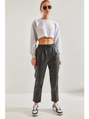 Shade Kadın Beli Lastikli Deri Pantolon