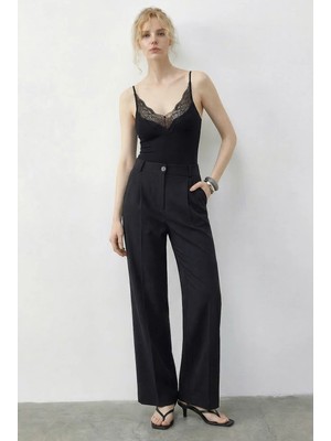 Shade Kadın Arkası Lastikli Yüksek Bel Geniş Paça Pileli Palazzo Pantolon