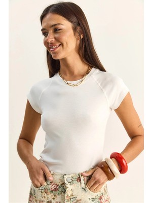 Shade Kadın Pamuklu Kısa Kollu Ranglan T-Shirt