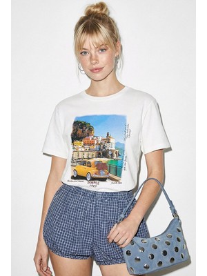 Shade Kadın %100 Pamuk Italy Temalı Baskılı Premium Tasarım T-Shirt