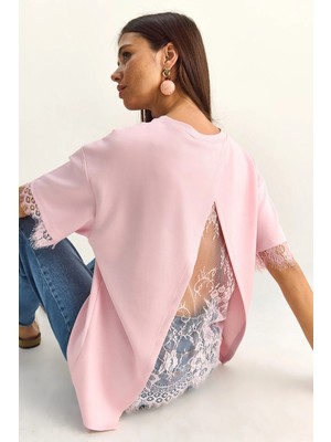 Shade Kadın Sırt Detaylı Dantel Garnili T-Shirt