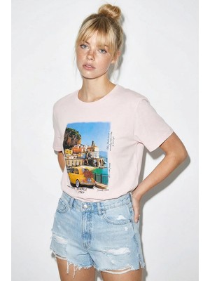 Shade Kadın %100 Pamuk Italy Temalı Baskılı Premium Tasarım T-Shirt