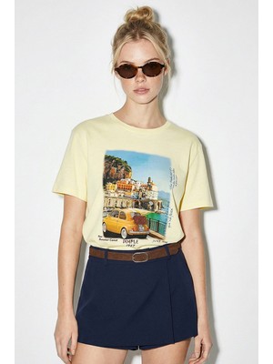 Shade Kadın %100 Pamuk Italy Temalı Baskılı Premium Tasarım T-Shirt