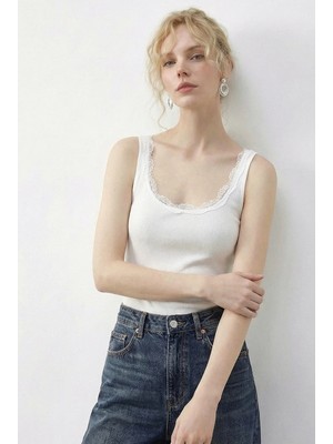 Shade Kadın Pamuklu Slim Fit U Yaka Dantelli Atlet