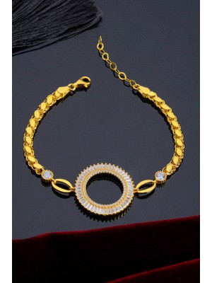 İnnuendo Jewelry 925 Ayar Gümüş Taşlı Halka Detaylı Çeyrekli Bileklik
