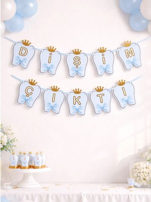 Parti Adresi Dişim Çıktı Diş Buğdayı Temalı Yazı Mavi - Gold