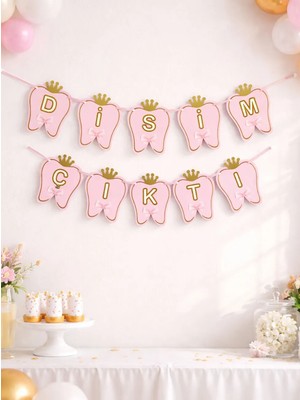 Parti Adresi Dişim Çıktı Diş Buğdayı Temalı Yazı Pembe - Gold