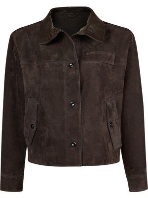 Derimod Sandiego Kadın Kahverengi Oversize Süet Deri Ceket 26SGD565810