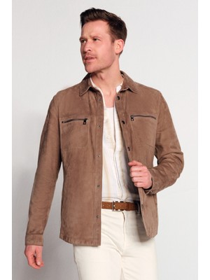 Derimod Kroos Erkek Vizon Süet Deri Gömlek Ceket 26SGD656710