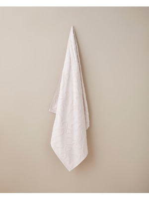 English Home Romance Ribbon Pamuk Jakarlı Banyo Havlusu 90x150 cm Pudra