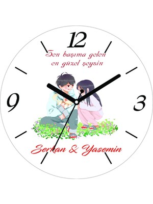 14 Şubat Sevgiliye Özel Güzel Cam Duvar Saati