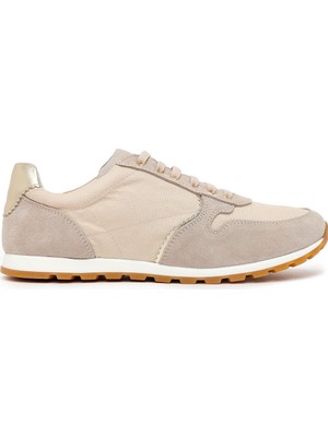 Derimod Kadın Bej Bağcıklı Deri Sneaker 26PFD371514