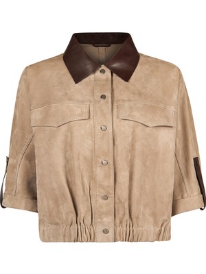 Derimod Mexico Kadın Bej Oversize Süet Deri Ceket 26SGD565710