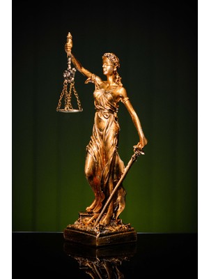 Narçiçeği Takı ve Hediyelik Eşya Adalet Tanrıçası Themis Orta Boy Altın Gold Bronz Heykel Biblo
