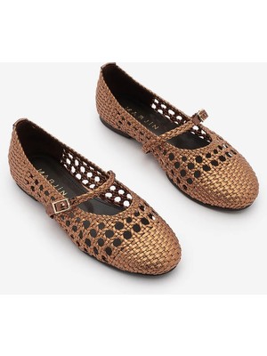 Marjin Kadın El Örgüsü Bantlı Günlük Babet Olisa Bakır