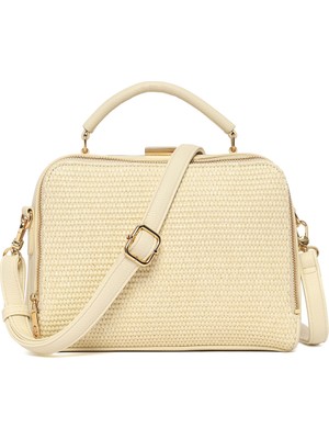 Derimod Kadın Krem Uzun Askılı Hasır Kol Çantası 26PBD2405M7