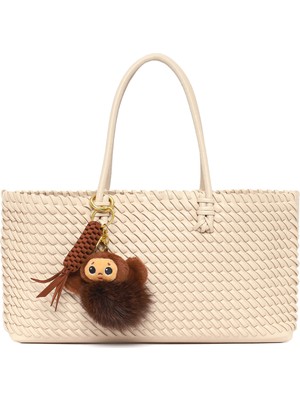 Derimod Kadın Krem Örgülü Charmlı Omuz Çantası 26PBD247129