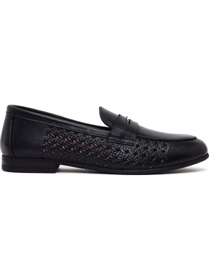 Derimod Kadın Siyah Desenli Deri Loafer 26PFD511818