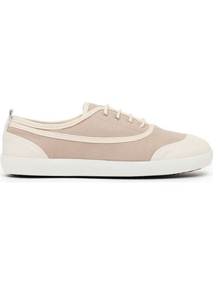 Derimod Kadın Bej Bağcıklı Deri Sneaker 26PFD370714