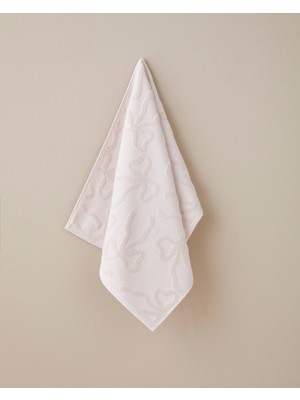 English Home Romance Ribbon Pamuk Jakarlı Yüz Havlusu 50x80 cm Pudra