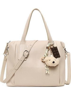 Derimod Kadın Krem Uzun Askılı Aksesuarlı Kol Çantası 26SBD201218