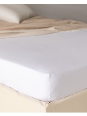 Madame Coco Belle King Size Plus Pamuklu Lastikli Bambu Çarşaf - Beyaz