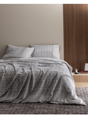 Madame Coco Petrus Tek Kişilik %100 Pamuk Coco Crep Baskılı Nevresim Takımı - Gri