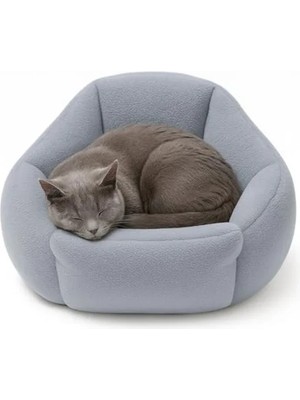 Ulu Pazarlama Yıkanabilir Yumuşak Peluş Kedi ve Köpek Yatağı, 45 cm Gri