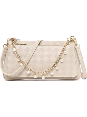 Derimod Kadın Krem Uzun Askılı Baskılı Portföy Çanta 26SBD230126