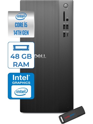 Dell Tower ECT1250 Intel Core I5 14500 48GB Ddr5 4tb SSD UHD Graphics 770 Freedos Kurumsal Masaüstü Bilgisayar QVT1260F20 + Zettausb