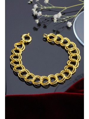 İnnuendo Jewelry 925 Ayar Gümüş Altın Kaplama Burgu Halka Zincir Bileklik