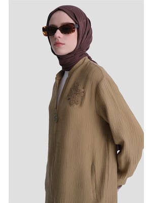 Armine Çiçek Detaylı Kap Yağ Yeşili