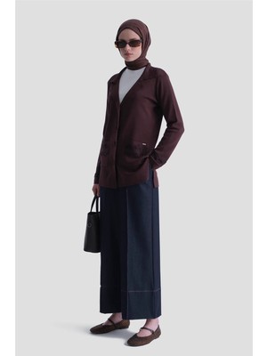 Armine Dantelli Rayon Hırka Acı Kahve