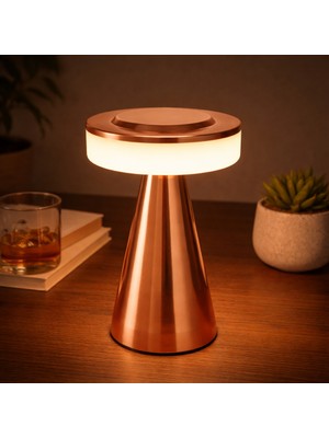 CoverZone PC8235 | Dekoratif Masa Lambası Type-C Şarjlı Kablosuz LED Gece Lambası Dokunmatik Açma Kapama Modern Tasarım Ortam Aydınlatma Masa Üstü Işık Ev Ofis Kullanımı 19CM x 12CM