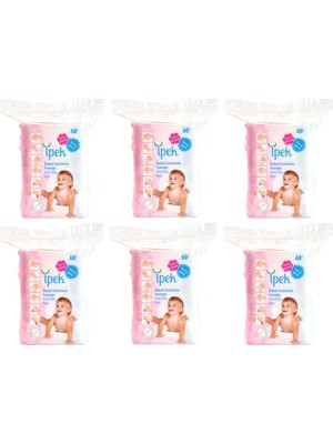 İpek Ipek Bebek Temizleme Pamuğu 60'lı 6 Paket Ekstra Yumuşak Dokulu Hassas Ciltler İçin